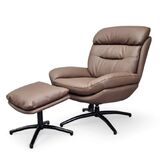 Havana lepotuoli ja rahi, ruskea EcoLux-ekonahka ja musta jalusta.